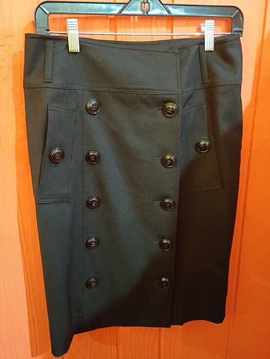 Burberry Dresses & Skirts - Burberry Wool Black Wrap Skirt Button Front Straight Knee Length